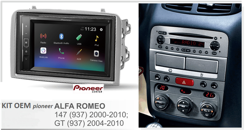 Pioneer Οθόνη Αυτοκινήτου OEM για ALFA ROMEO  2001-2006  radio, usb, bluetooth, ( τιμή με τοποθέτηση ) 11-188pioneer kit εγκατάστασης 